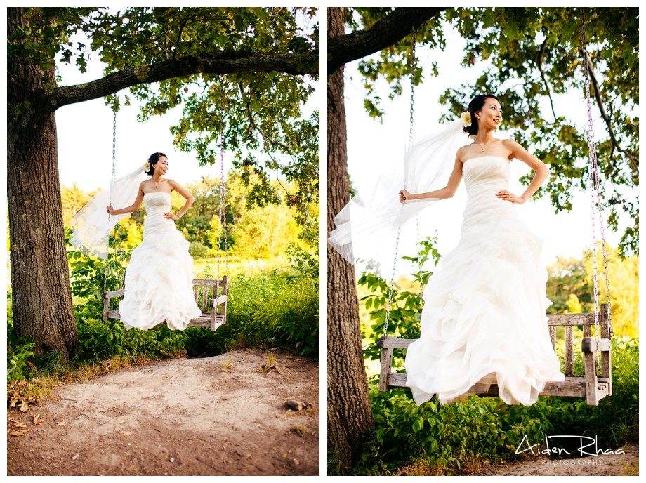 bridal portrait on swing