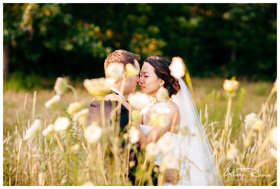tall grass portraits of bride and groom