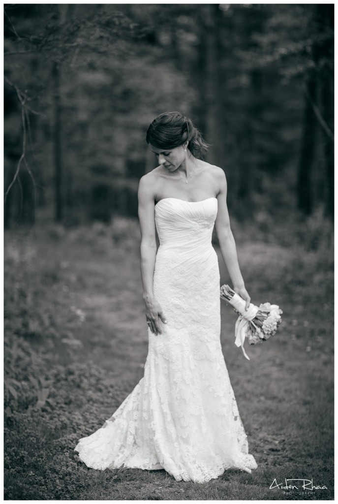 full length black white bridal portrait