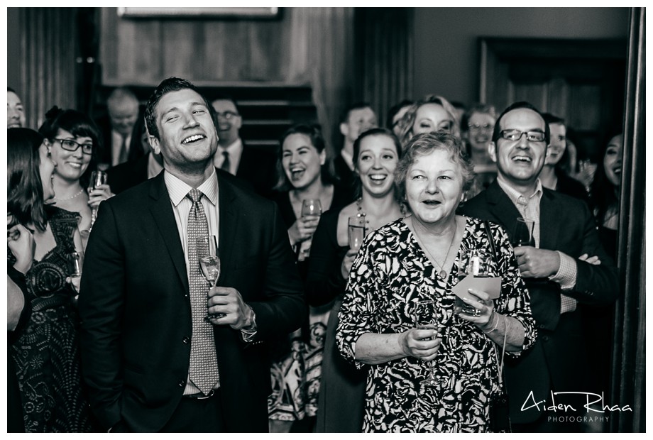 guests laughing wedding speeches