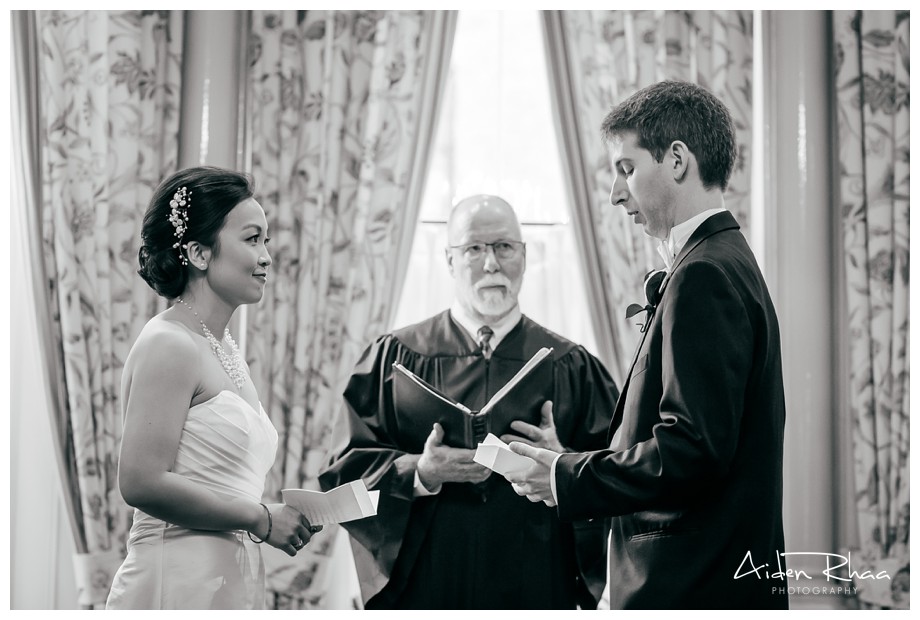 wedding ceremony black and white photo