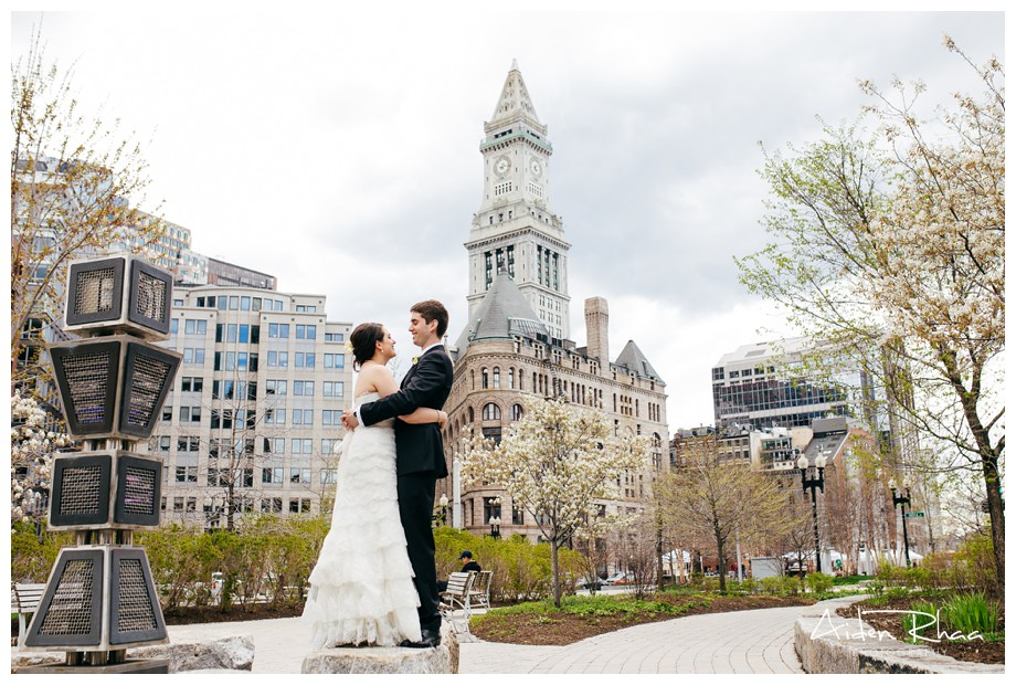 boston harbor hotel wedding portrait