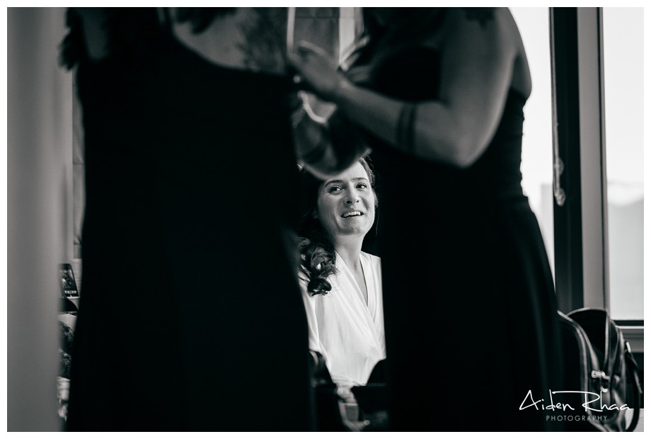 bride getting ready with bridesmaids