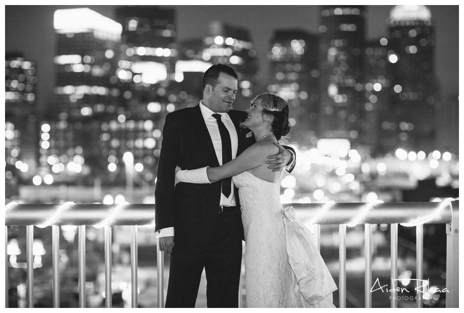 seaport hotel boston night portrait bride groom