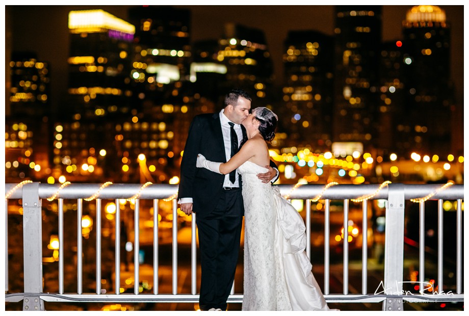 seaport hotel boston night portrait bride groom